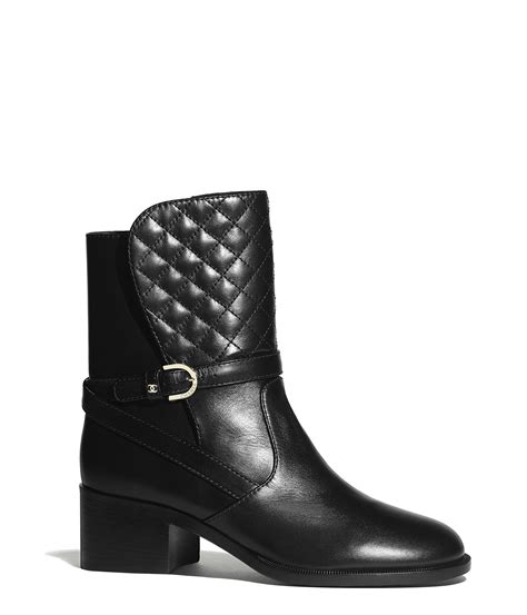 chanel black ankle boots with c on back|Chanel ankle boots with chain.